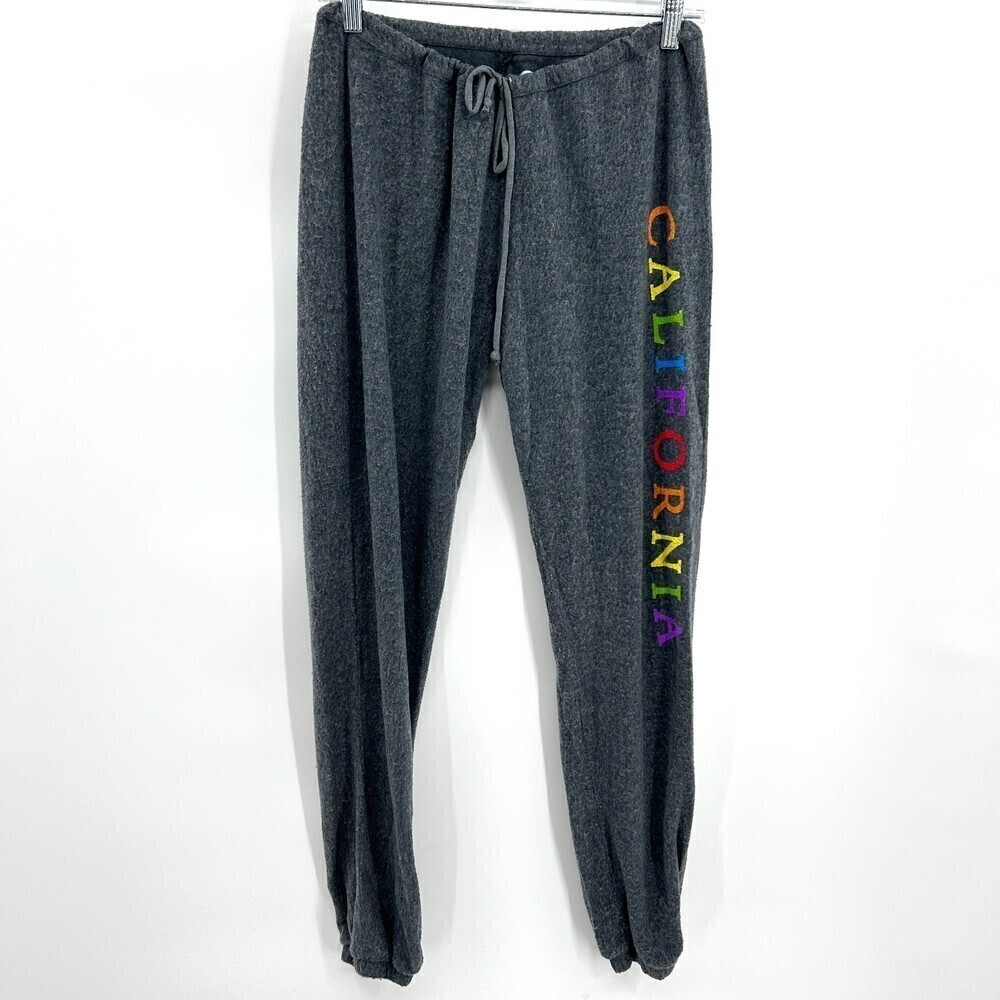 NWT CHASER Gray Rainbow California Super Soft Jogger Waist Tie Pants Medium